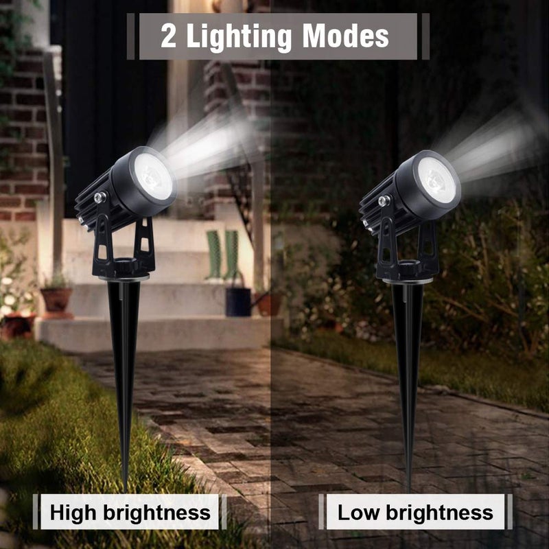 APONUO Metal Solar Spot Lights Outdoor with 9.8ft Cable Solar Powered Landscape Lighting Low Voltage IP65 Waterproof Auto On/Off for Outside Garden Yard Landscape Pathway Garage-Cool White(2-in-1) - Image 3